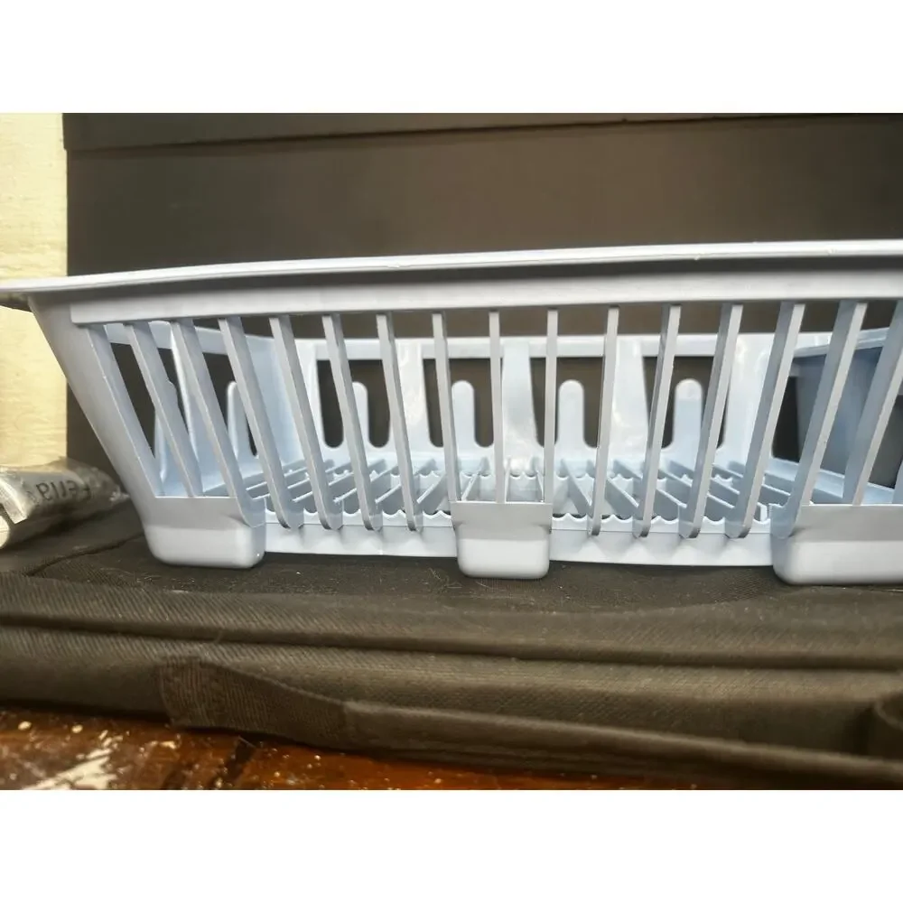 VTG Rubbermaid Twin Sink Dish Drying Drainer Country Blue 6049 *1 slat broken